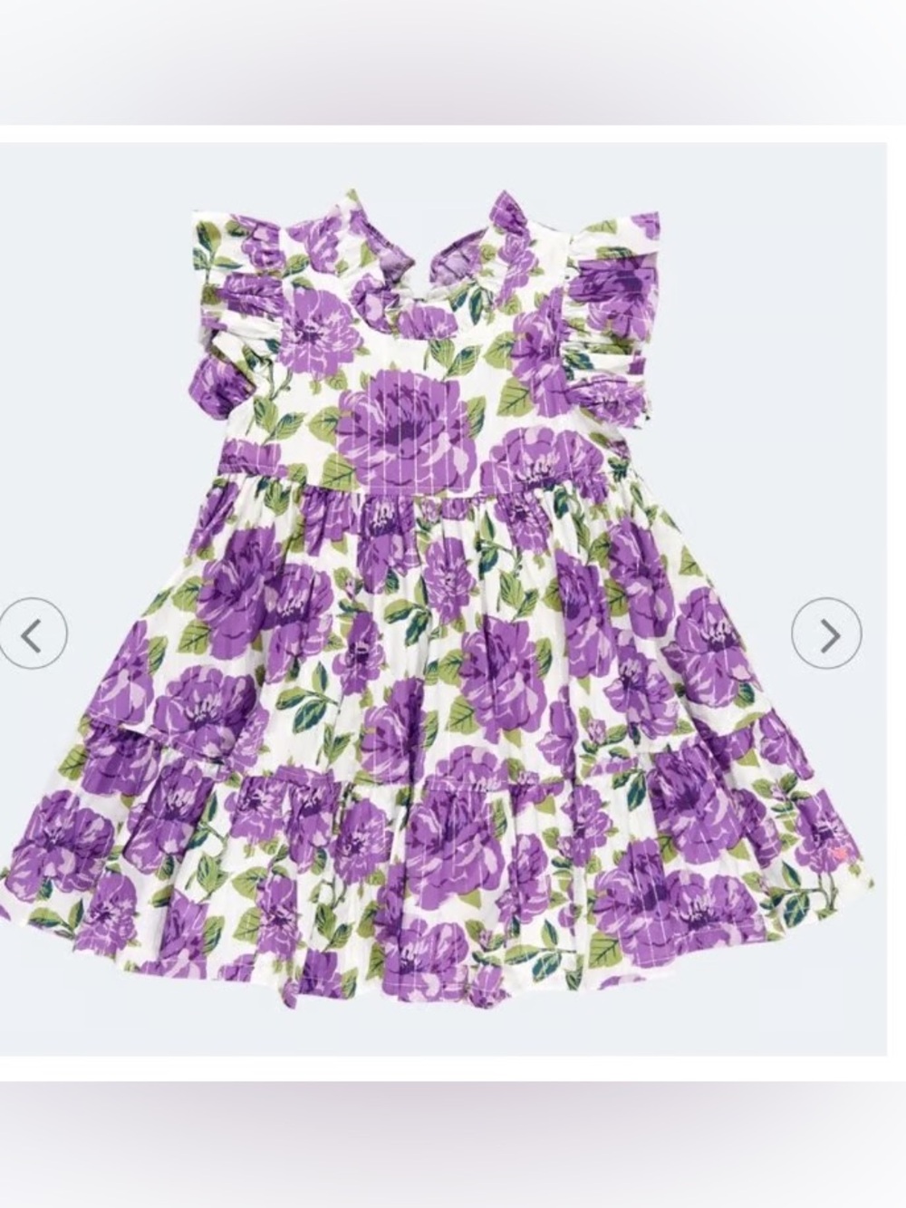 NWT Pink Chicken Girls' Purple Floral Ruffle Tiered Dress.